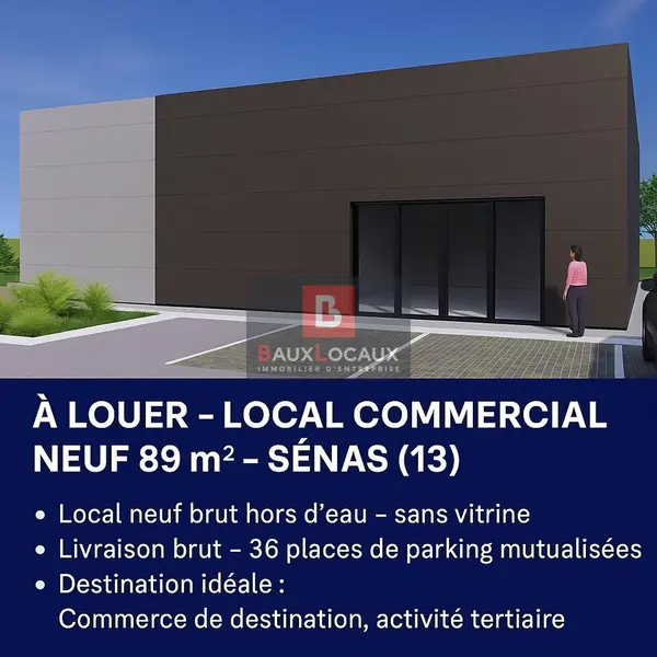 LOCAL COMMERCIAL D'ENVIRON 91 m² NEUF BRUT HORS D'EAU