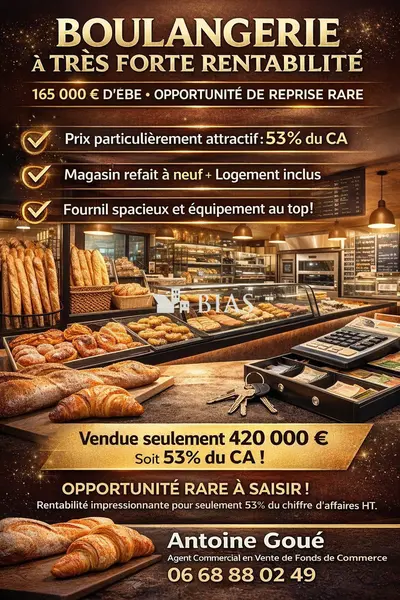 Fonds de commerce à vendre - Vente alimentaire - Bernay (27300) - 453 200 €