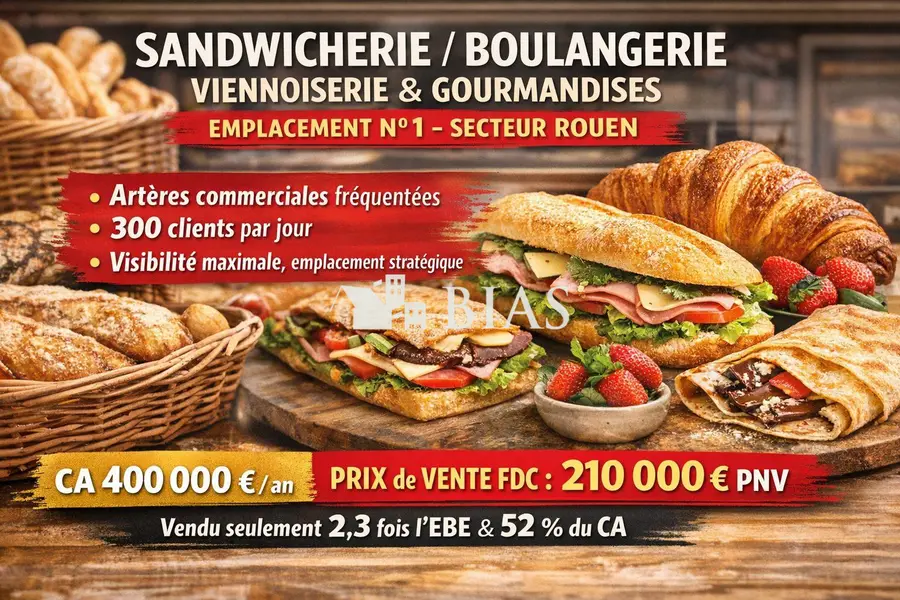 Fonds de commerce à vendre - Vente alimentaire - Rouen (76000) - 229 800 €